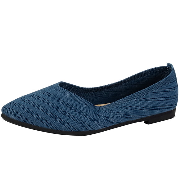 Women's Flats Slip On Walk Shoes for Women Comfortable Walking Sneakers Knit Pointed Low Wedge Dressy Ballet Shoes