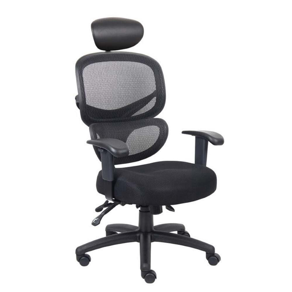 Kingfisher Lane Chaise de Travail Transitionnelle en Tissu Multifonction avec Appuie-Tête, Noire