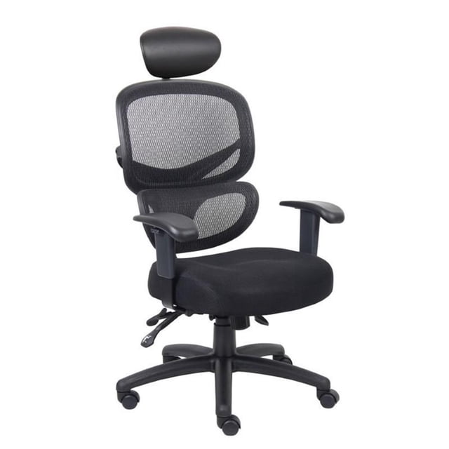 Kingfisher Lane Chaise de Travail Transitionnelle en Tissu Multifonction avec Appuie-Tête, Noire