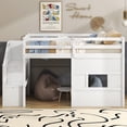 thumbnail image 3 of Euroco Lit Mezzanine en Bois Format Simple, Lit-Cabane avec Escalier de Rangement pour Enfants, Blanc, 3 of 17