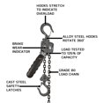 thumbnail image 4 of Jet Tools JLP-A Série Mini Extracteur de 1/2 Tonne avec Levage de 5 Pieds et Crochets, 4 of 5