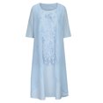 thumbnail image 4 of EGNMCR Robes de Fête pour Femmes Mode Femmes Décontractée Robe Sans Manches à Col en V Unie Manteau à Manches Longues Ensemble Deux Pièces, 4 of 6
