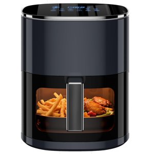 Simple Deluxe 12-in-1 Air Fryer 6.34 Qt Digital Preset Airfryer with Visible Window Nonstick and Dishwasher-Safe Basket Air Fry Roast Bake Dehydrate Fries 1700W Black