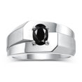 thumbnail image 1 of RYLOS Men's Rings 14K White Gold Ring Classic Solitaire 7X5MM Oval Shape Gemstone Designer Band Onyx October Birthstone Rings For Men Size 13, 1 of 7
