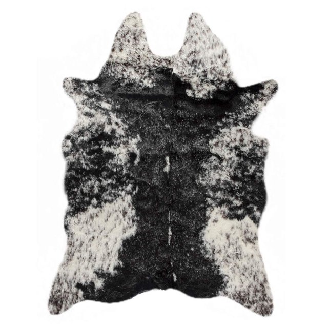 Luxe Faux Cowhide Rug for Rustic and Western Decor | Low Pile Faux Fur Rug with Salt/Pepper Black + White Cow Print | Cruelty-Free Fade Resistant Living Room Rugs | 5-1/4 x 7-1/2 ft