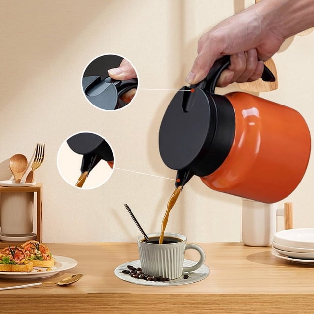 Stainless Steel Tea Pot Portable Double Layer with Filter Screen, Large Stainless Steel Pot Insulated 800Ml Capacity