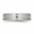 thumbnail image 3 of Stainless Steel Brushed and Polished Grooved/Ridged Edge CZ Ring 10.5 Size, 3 of 6