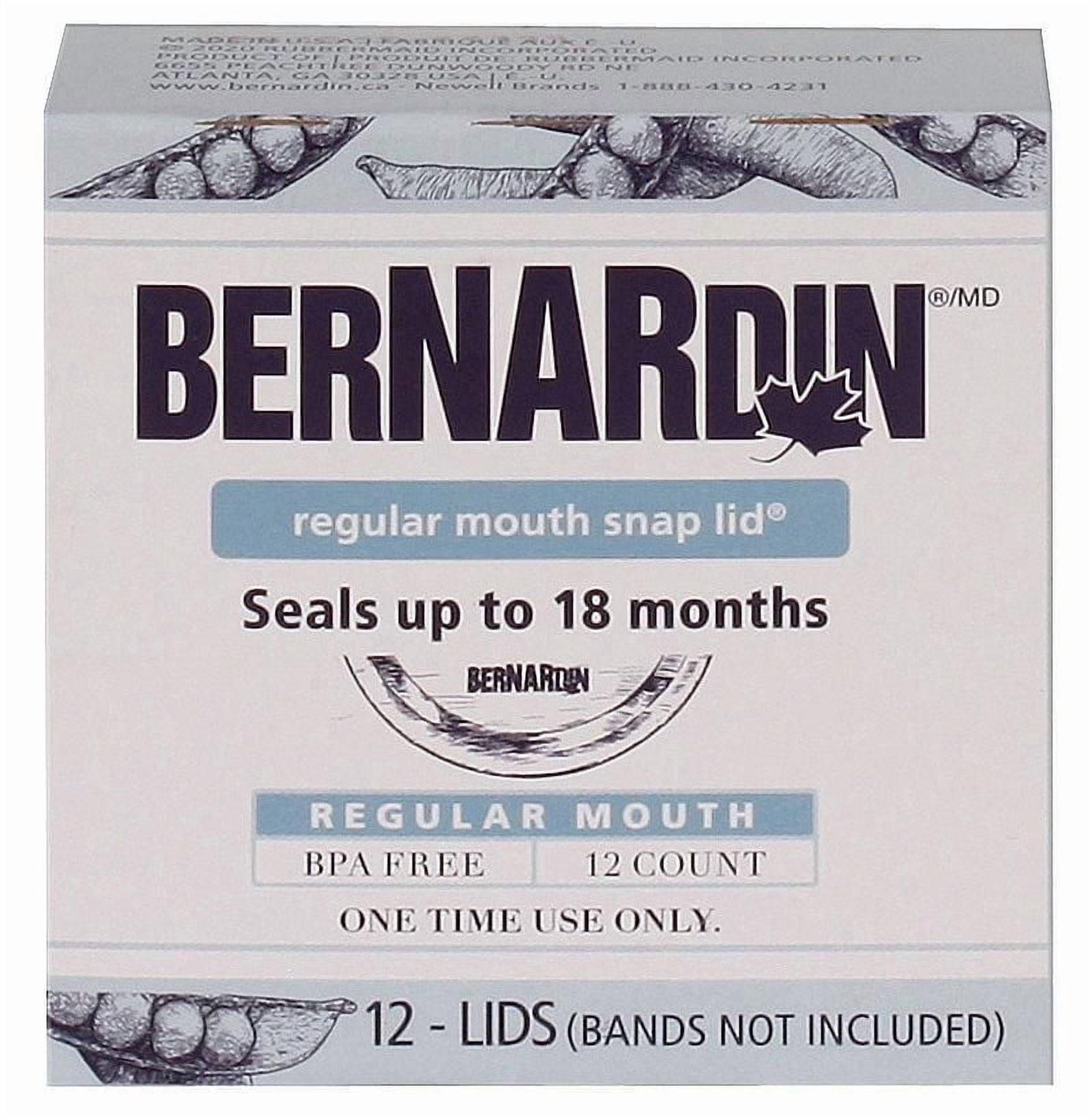 Bernardin Mason Jar Lids, Regular Mouth, 12 Count
