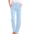 thumbnail image 1 of Timegard Cotton Linen Pants for Women Elastic Waisted Drawstring Straight Leg Lounge Pants with Pockets, 1 of 6