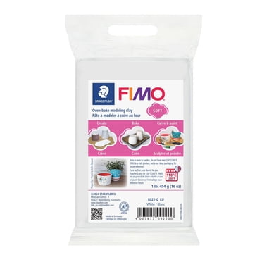 STAEDTLER FIMO Soft Polymer Clay - Oven Bake Clay for Modeling, 1 lb Block, White