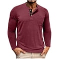 thumbnail image 2 of Yusimy Chandail Henley pour Homme à Manches Longues, Col Rond, Boutonné, Couleur Unie, avec Poche, Mode Décontractée, 2 of 6