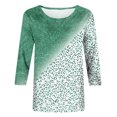 thumbnail image 5 of Pompotops T-shirt Ample à Imprimé Léopard pour Femme, Manches 3/4, Col Rond, Haut Décontracté, Liquidation, 5 of 5