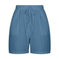 thumbnail image 3 of Annhoo Womens Plus Size Cotton Linen Shorts High Waisted Drawstring Wide Leg Solid Comfy Casual Shorts with Pockets, 3 of 7