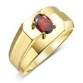 thumbnail image 3 of RYLOS Men's Rings 14K Yellow Gold Ring Classic Solitaire 7X5MM Oval Shape Gemstone Designer Band Garnet January Birthstone Rings For Men Size 9, 3 of 7