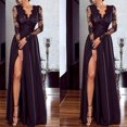 thumbnail image 1 of Robe Longue de Soirée pour Femmes, Bal, Cocktail, Mariage, Demoiselle d'Honneur, Rouge Taille P, 1 of 3