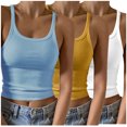 thumbnail image 1 of Timegard Camisoles 3 Pcs pour Femmes Col Rond Côtelé Sans Manches Ajusté Court Haut Décontracté Sortie Camis, 1 of 6