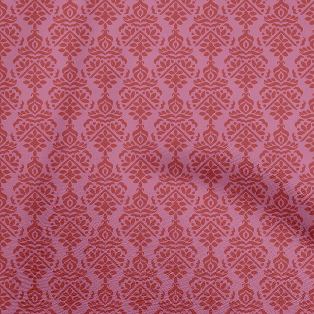 oneOone Georgette Viscose Pink Fabric Damask Craft Projects Decor Fabric Printed By The Yard 42 Inch Wide