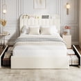 thumbnail image 3 of Eastvita Full Beige Bed Frame with Storage Headboard Boucle Upholstered Platform Bed with 2 Drawers Bookcase No Box Spring Needed Easy Assembly, 3 of 6