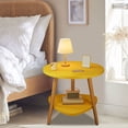 thumbnail image 4 of Yellow Yellow Round End Table With Double Shelf Small Coffee Table For Living Room Bedroom Bright Accent Table #66w77, 4 of 6