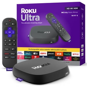 Roku Ultra - Joueur de streaming ultime - 4K Dispositif de streaming pour TV avec HDR10+, Dolby Vision & Atmos - Bluetooth & Wi-Fi 6- Rech