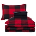 thumbnail image 2 of Marina Decoration Ultra Soft Luxury Fluffy Goose Down Alternative Bed in a Bag Rich Printed Comforter Set Includes Sheet Set, Red Black Plaid Pattern, 2 of 4