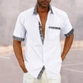 thumbnail image 2 of Kcodviy Mens Casual and Buckle Large Cute Pocket Stitching Plaid Short with Button Sleeve Shirt Jacket Dragon Button Down Leotard Shirt with Long Sleeve, 2 of 7