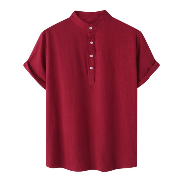 Birdeem Chemise Décontractée Homme à Manches Courtes avec Boutons, Col Montant, pour la Plage