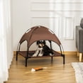 thumbnail image 2 of PawHut Elevated Cooling Pet Bed with Canopy for Medium-Sized Dogs Coffee, 2 of 10