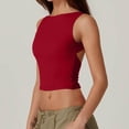 thumbnail image 3 of Timegard Camisoles Courtes pour Femmes Col Ras du Cou Sans Manches Ajustées Chemises Couleur Unie Hauts de Sortie, 3 of 6