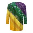 thumbnail image 5 of Penkiiy Blouse de Carnaval pour Femmes Mardi Gras Mode Imprimé Décontracté Col Rond Manches 3/4 T-shirt Blouse Multicolore, 5 of 5
