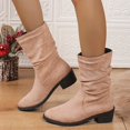 thumbnail image 2 of WEAIXIMIUNG Bottes-Chaussettes Femme Bottes Mode Automne et Hiver en Suède Mi-Mollet Bottes Confortables au Tempérament, 2 of 6