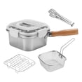 thumbnail image 2 of Lipstore Small Deep Fryer Pot with Lid Leakproof Food Storage Containers with Handle Square Cooking Pot for Chicken French Fries Stews White, 2 of 8
