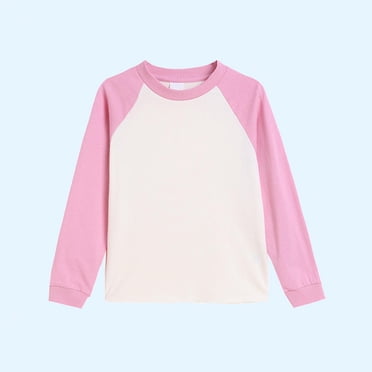 Milgrthf Kids Boys Girls Crewneck Sweatshirt Fall Casual Long Sleeve Raglan Color Block Cotton Pullover Tops Pink 14 Years