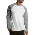 thumbnail image 4 of SLM T-Shirt Raglan de Baseball en Coton à Manches Longues pour Homme - Blanc/gris - 3TG, 4 of 4