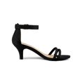 thumbnail image 3 of BLISSFUL STEP Women's Shoes Faux Suede Ankle Strap Kitten Heel Slide Straps Solid Sandals  Black 6.5, 3 of 8