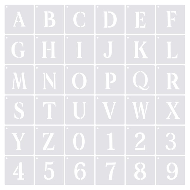 Unique Bargains 4 Inch Letter Number Stencils 5' Width Reusable Alphabet Numbers Templates Set with Ring White 36 Pack