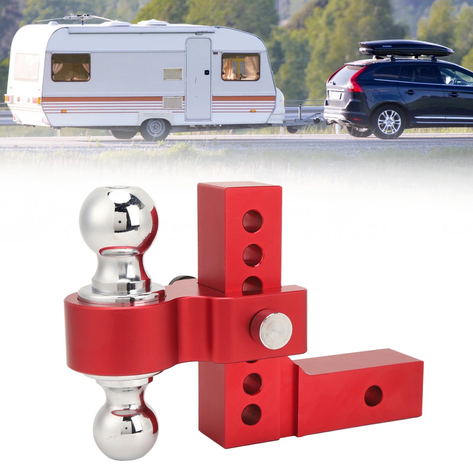 Adjustable Trailer Hitch Stainless Steel 6in Drop Rise 12500LBS Capacity Heavy Truck GTW Traction Hook Receiver