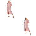 thumbnail image 1 of yingyy 1/2/3 Polyester Robe de Nuit pour Femmes Décontractée de Remplacement Col Rond Manches Longues Double Poche Respirante Peignoir de Maison Vêtement de Nuit Rouge TTG 2 Pcs, 1 of 6