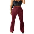 thumbnail image 4 of Women‘s Bootcut Yoga Pants Tummy Control Workout Bootleg Velvet Lounge Active Trouser Sweatpants, 4 of 6