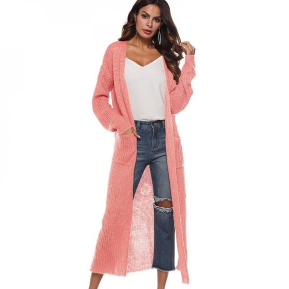 Greyghost Nouveau Cardigan Long pour Femmes Grande Taille Kimono Épais Chandail à Manches Longues Ample Ourlet Asymétrique Vêtement d'Extérieur Blanc G
