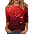 thumbnail image 2 of FcBaudy Hauts pour Femmes, Chemisiers et Chemises à Manches Longues à Col Rond, Chemises pour Femmes T-shirt Imprimé de Mode pour Femmes Blouse à Manches 3/4 Col Rond Blouse Décontractée pour Femmes en Polyester, 2 of 5