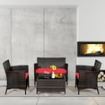 thumbnail image 4 of Gymax Ensemble de Conversation en Rotin pour Patio 4 Pcs, Extérieur, avec Coussin Rouge, 4 of 10