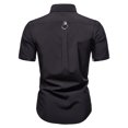 thumbnail image 3 of HWRETIE Polos pour Hommes Hommes Manches Courtes Col Rabattu Uni Boutons Blouse Chemise Hauts, 3 of 3