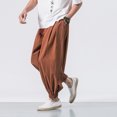 thumbnail image 3 of Qertyioot Fashion Men's Casual Loose Solid Color Leg Elasticated Pants, 3 of 7