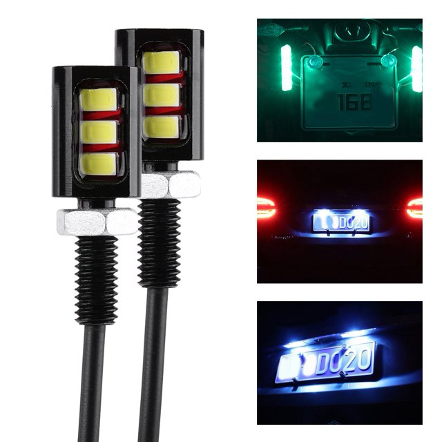 Greensen 2x 12V 3LED Universal Car Motorcycle License Number Plate Screw Bolt Light Lamp , License Plate Lamp,License Plate Light