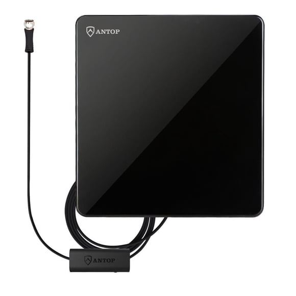 Antenne intérieure HDTV amplifiée Smartpass AT-206B à écran plat ANTOP de 80.5 km (50 milles) - Noir