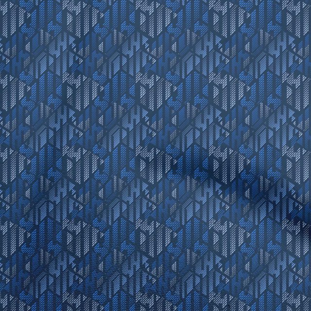 oneOone Cotton Flex Medium Blue Fabric Abstracts Sewing Material Print Fabric By The Yard 40 Inch Wide