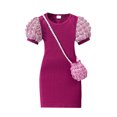 thumbnail image 2 of RXIRUCGD Robe Légère à Manches Courtes à Bulles Col Rond Couleur Unie pour Filles Petites et Moyennes (Rouge, Taille: 3 Ans), 2 of 7
