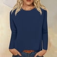 thumbnail image 2 of Timegard Womens Tops Long Sleeve Round Neck Solid Color Basic Tee Fall Casual Comfy Loose Tops Blouse, 2 of 5