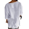 thumbnail image 3 of Timegard Womens Cotton Linen Tops Button V Neck 3/4 Sleeve Lightweight Tee Fall Casual Loose Shirts Tops, 3 of 8